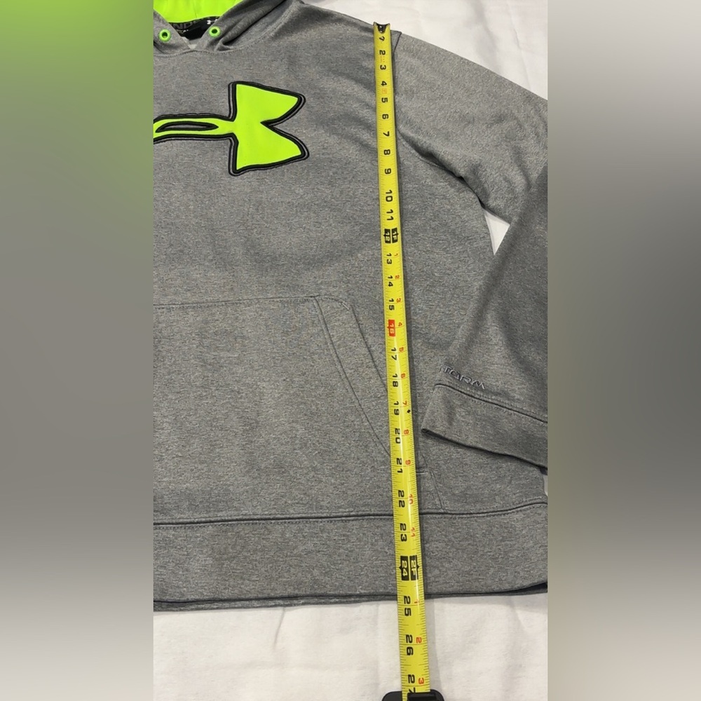 Under Armour Men's Loose Fit Hoodie Sweatshirt Size Medium Gray And Neon Green - Picture 9 of 9